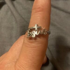 Fashion cross and letter design ring for women, 2024 new style adjustable ring